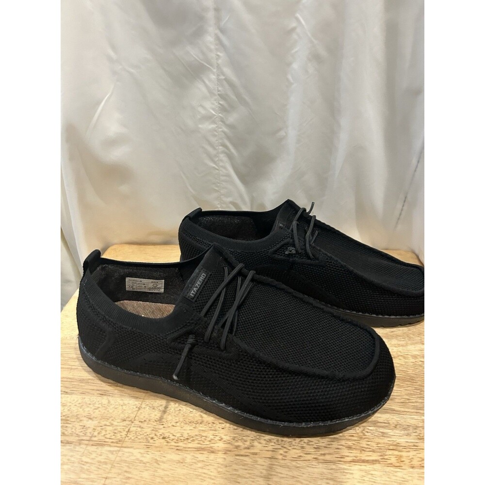 Itazero Distinto Shoes Mens 12.5 Black Knit Loafers Walking Arch Support Comfort